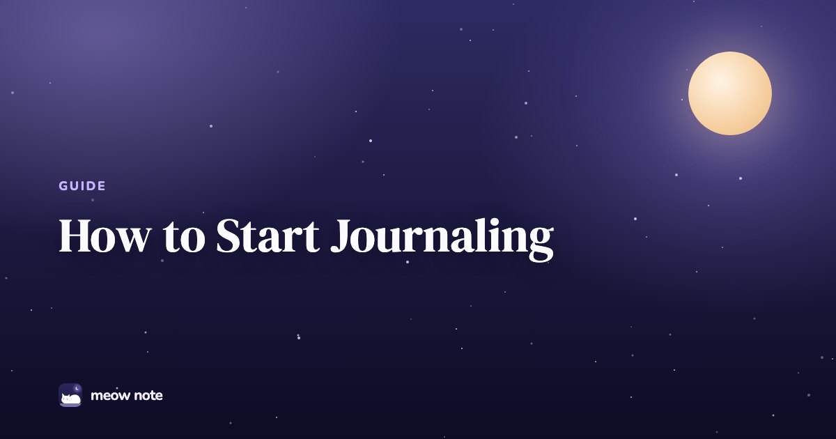 Crescent moon over a notebook with the title How to Start Journaling: A Beginner's 7-Night Plan