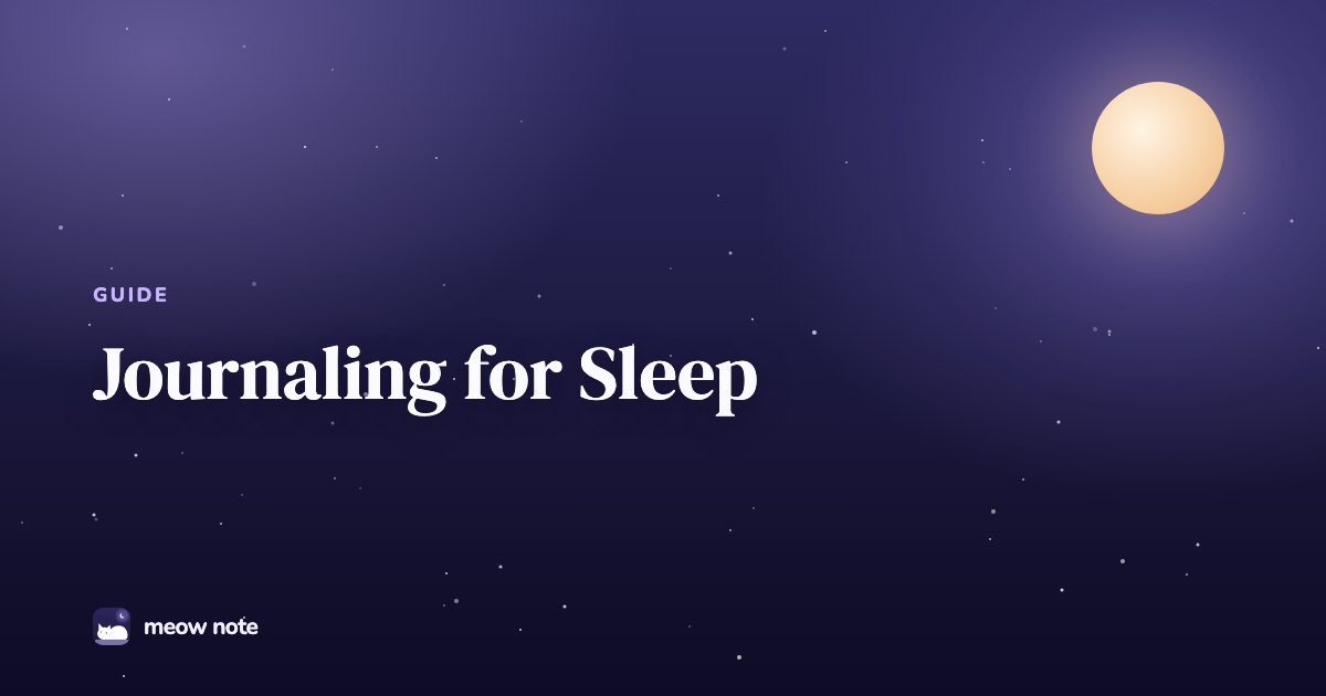 A crescent moon against a dark sky with the words Journaling for Sleep